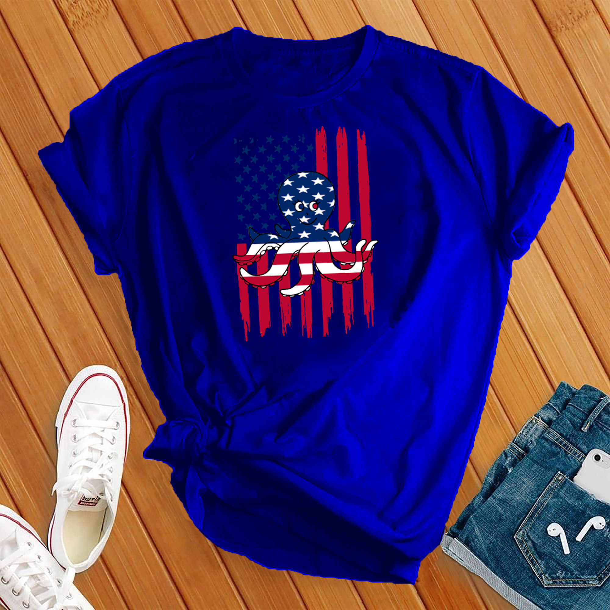 American Flag Octopus Tee