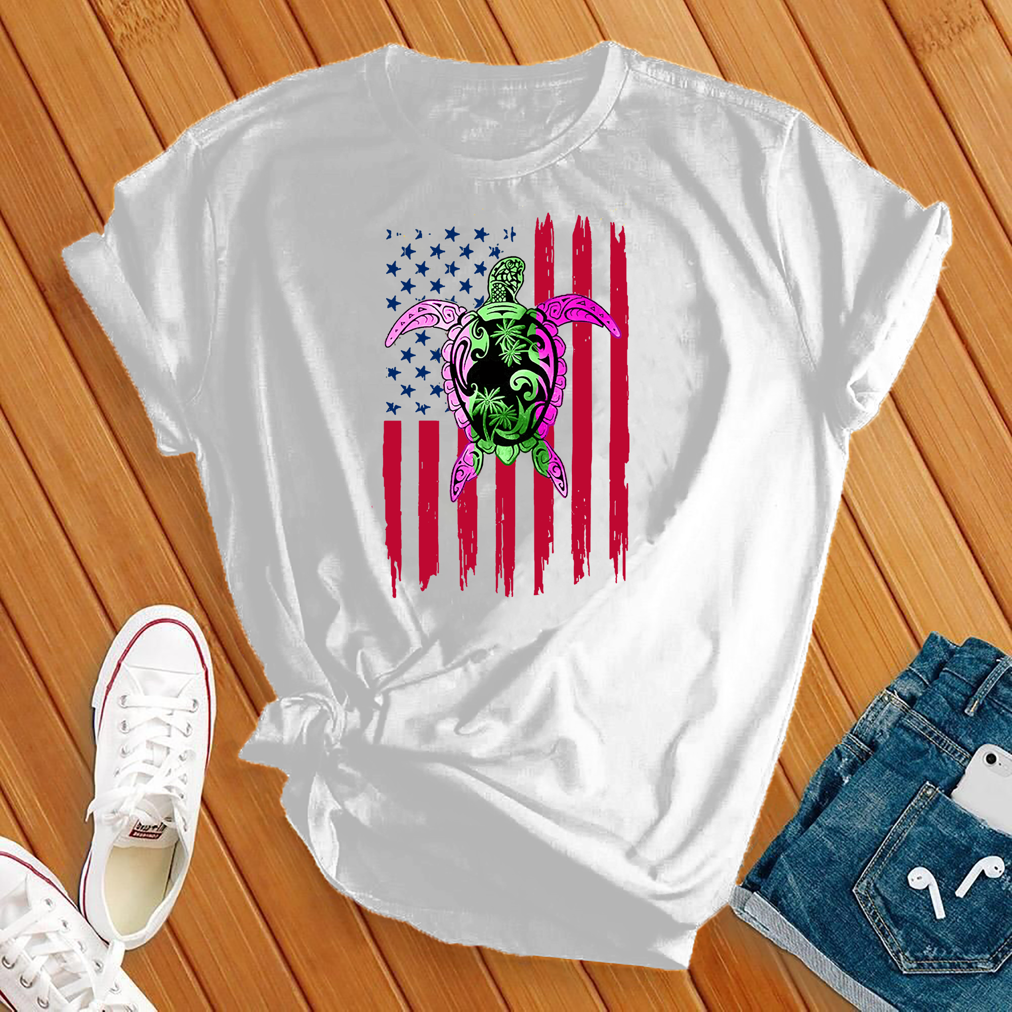 American Flag Turtle Tee