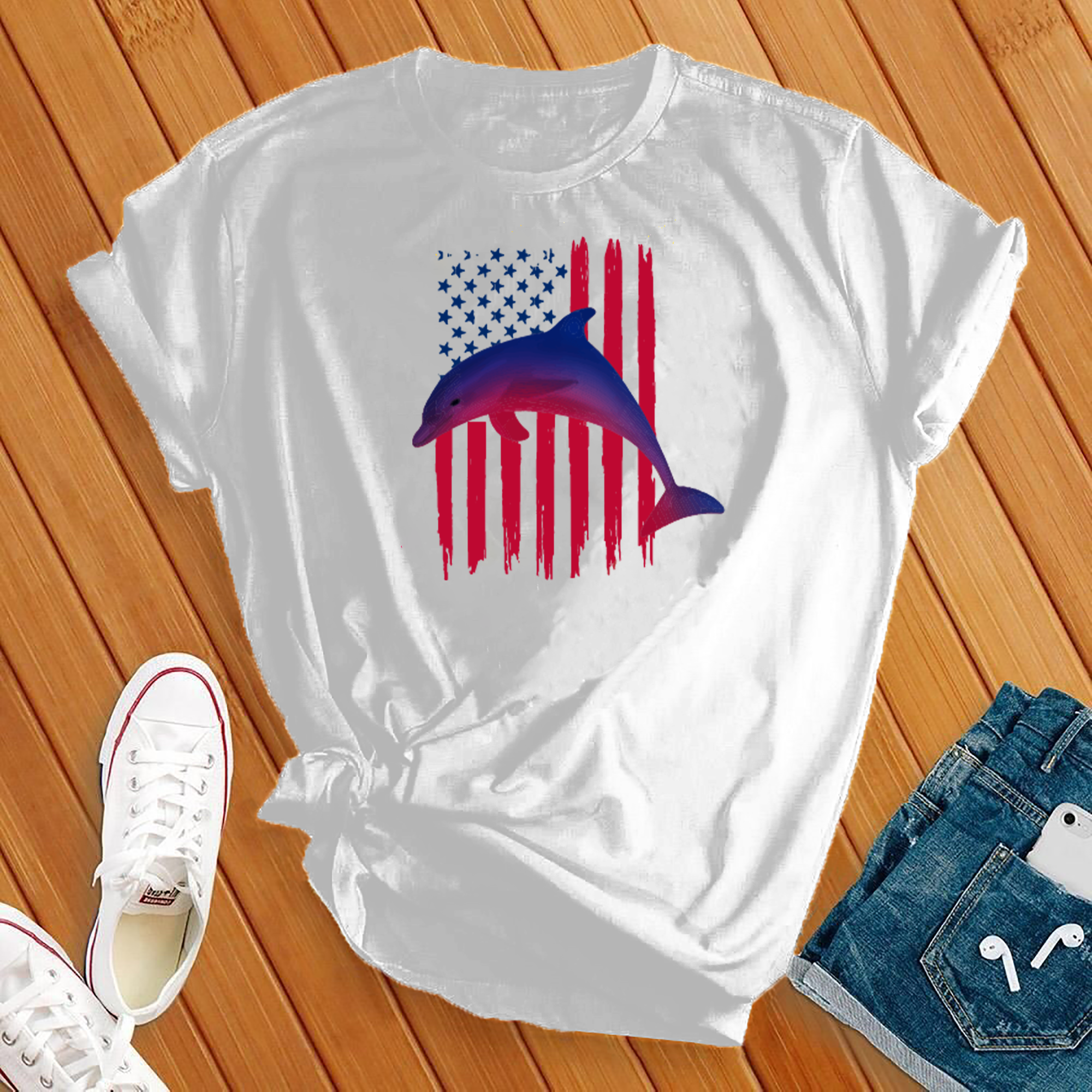 American Flag Dolphin Tee