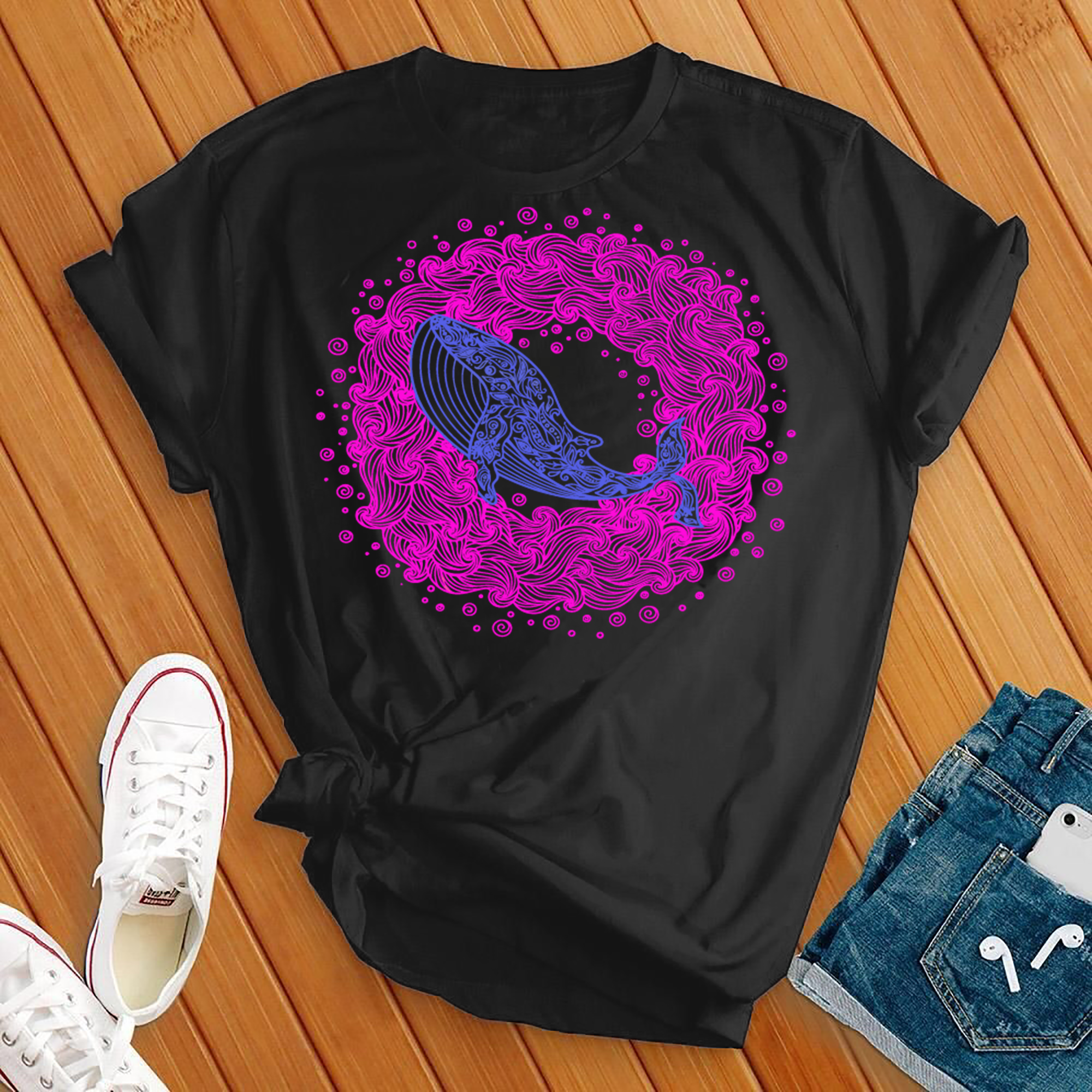 Mandala Whale Wave Tee