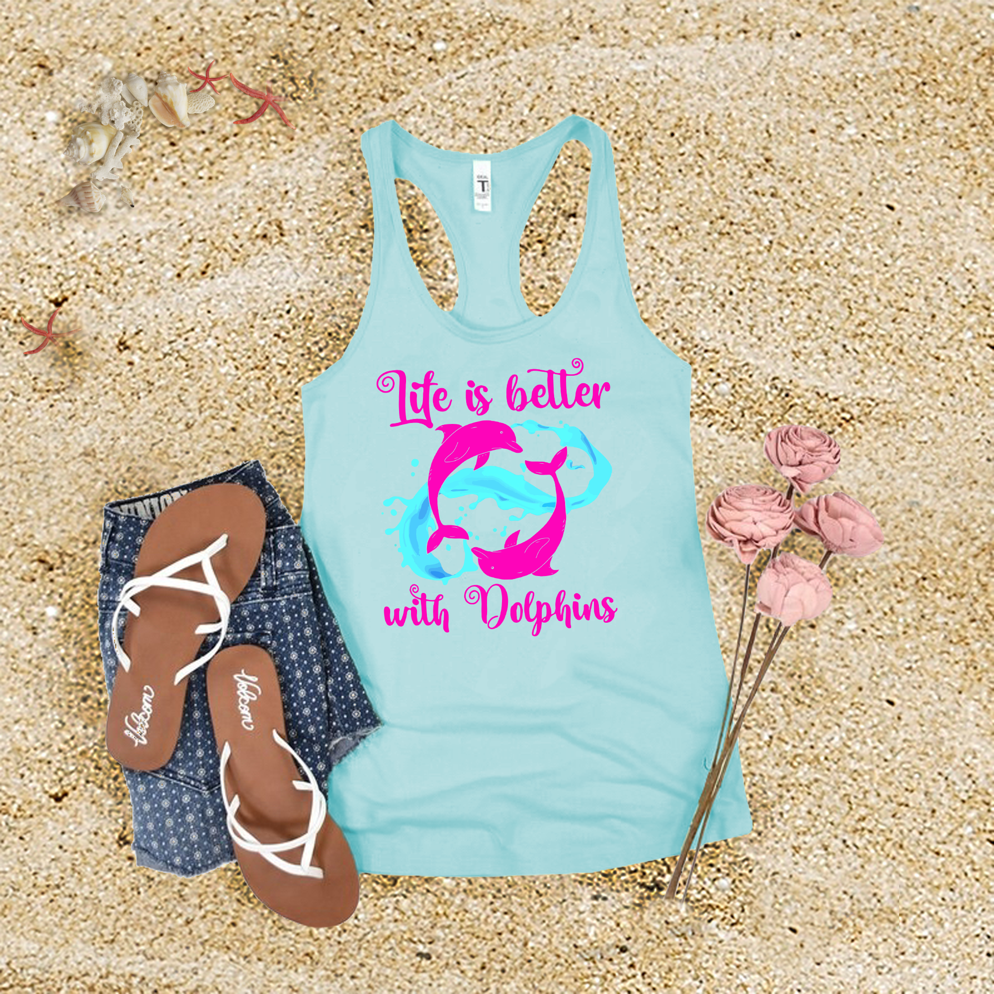 Life Is Better With Dolphins Tank Top