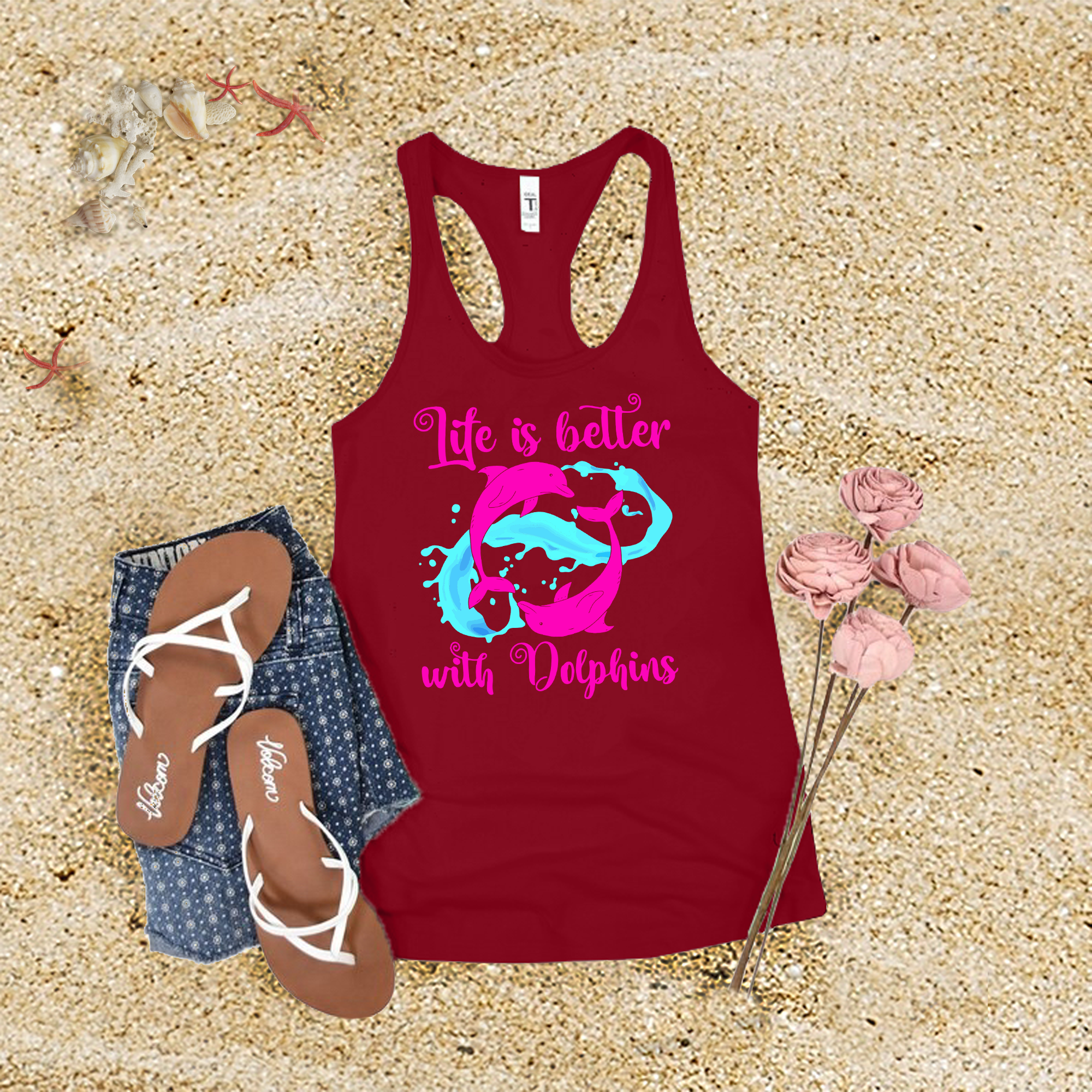 Life Is Better With Dolphins Tank Top