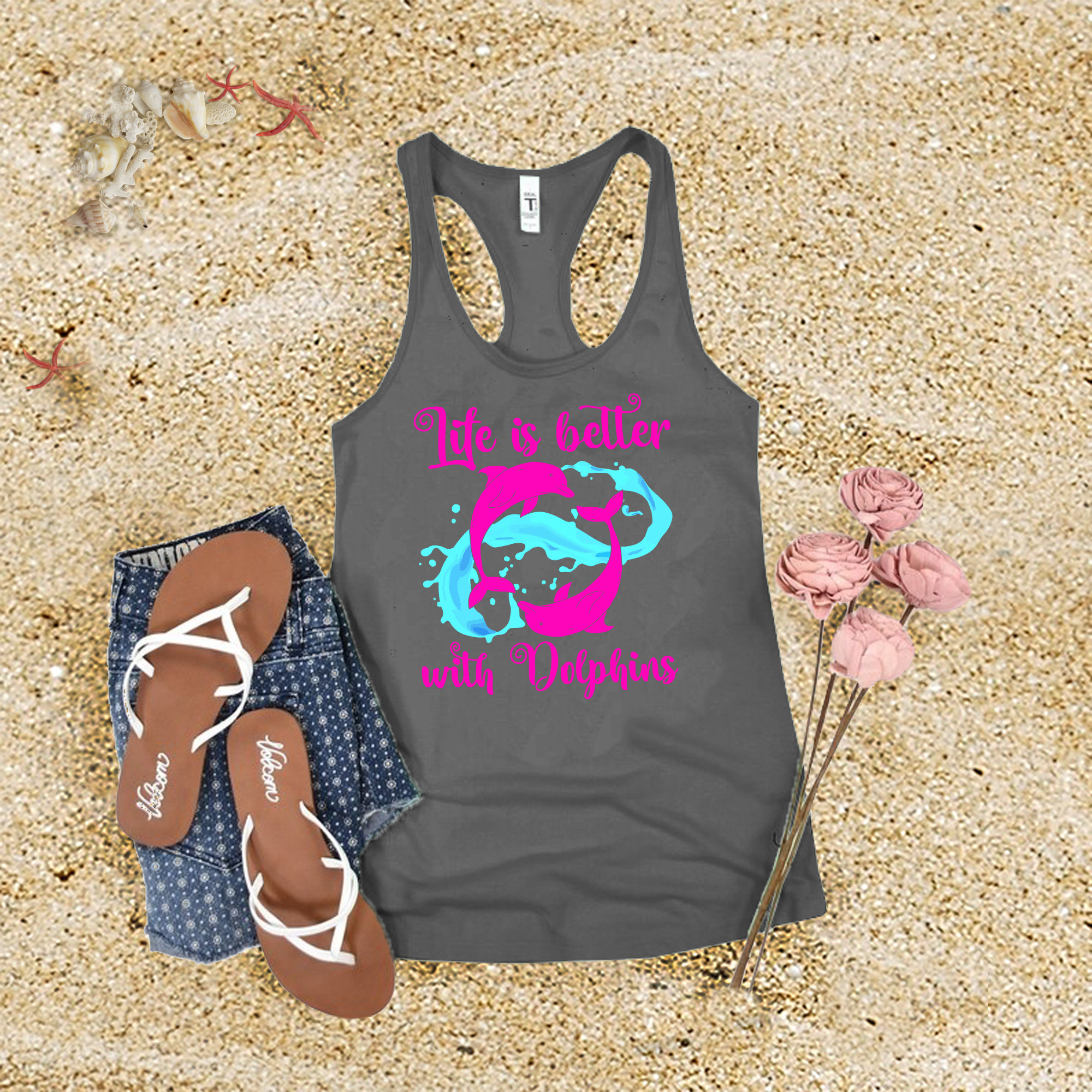 Life Is Better With Dolphins Tank Top