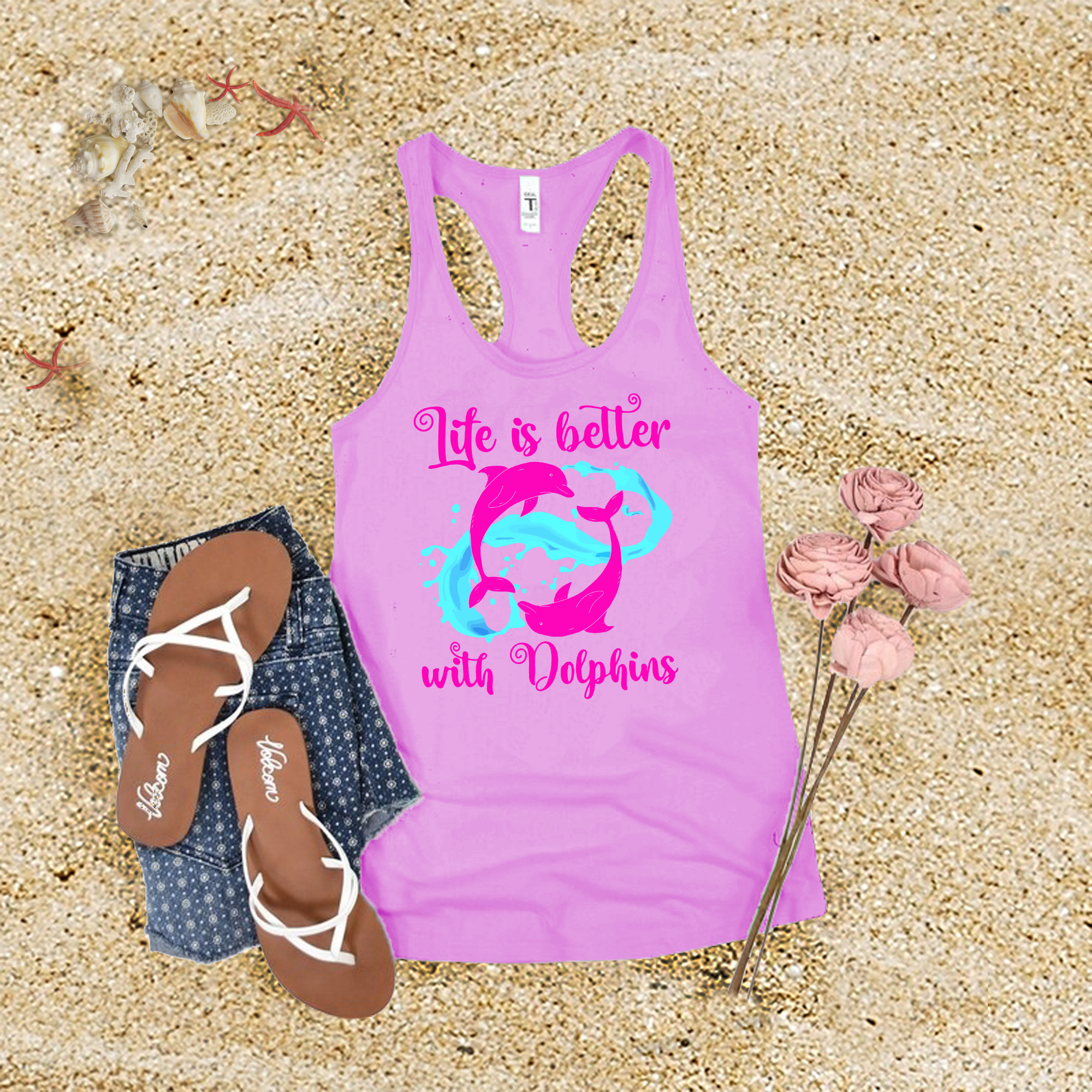 Life Is Better With Dolphins Tank Top