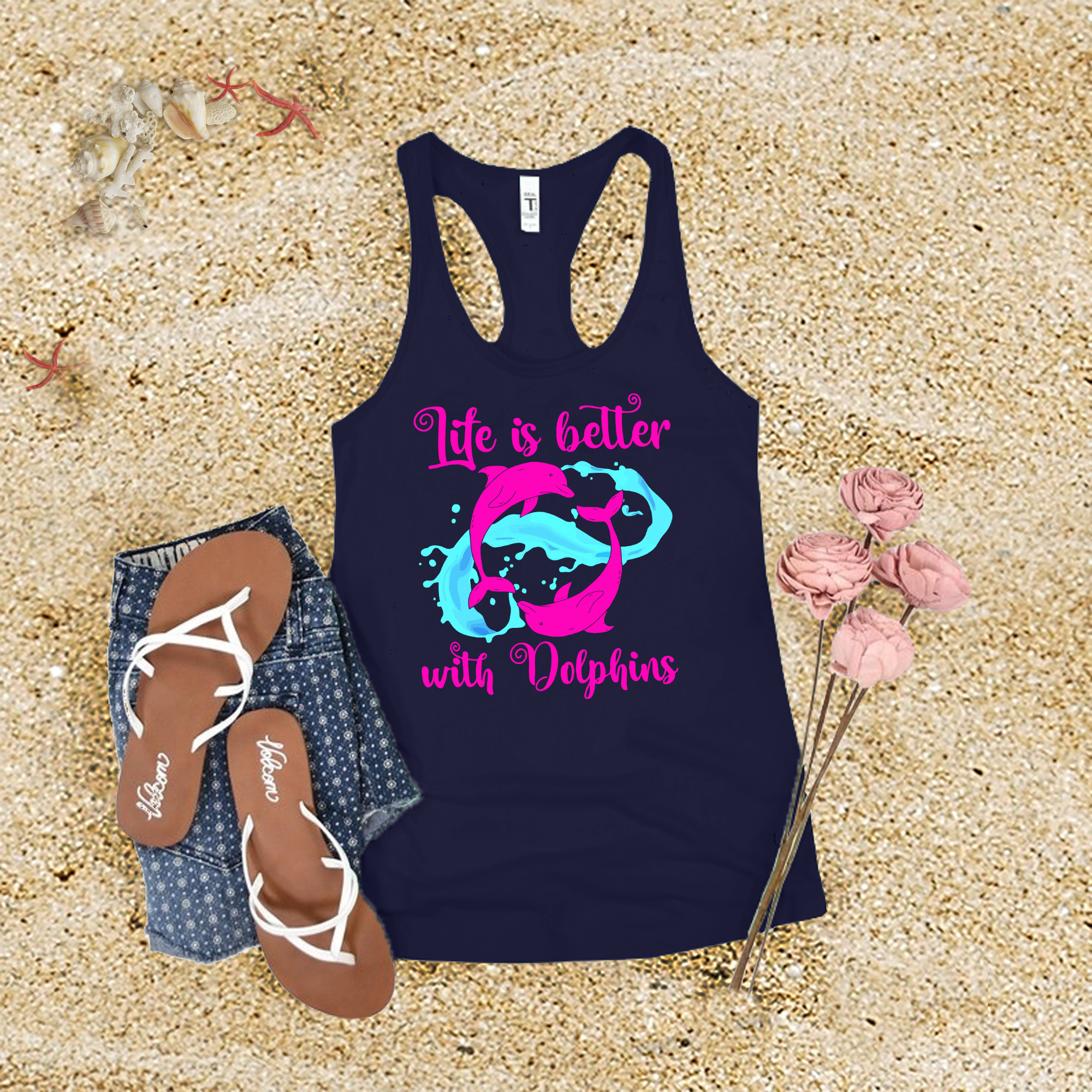 Life Is Better With Dolphins Tank Top