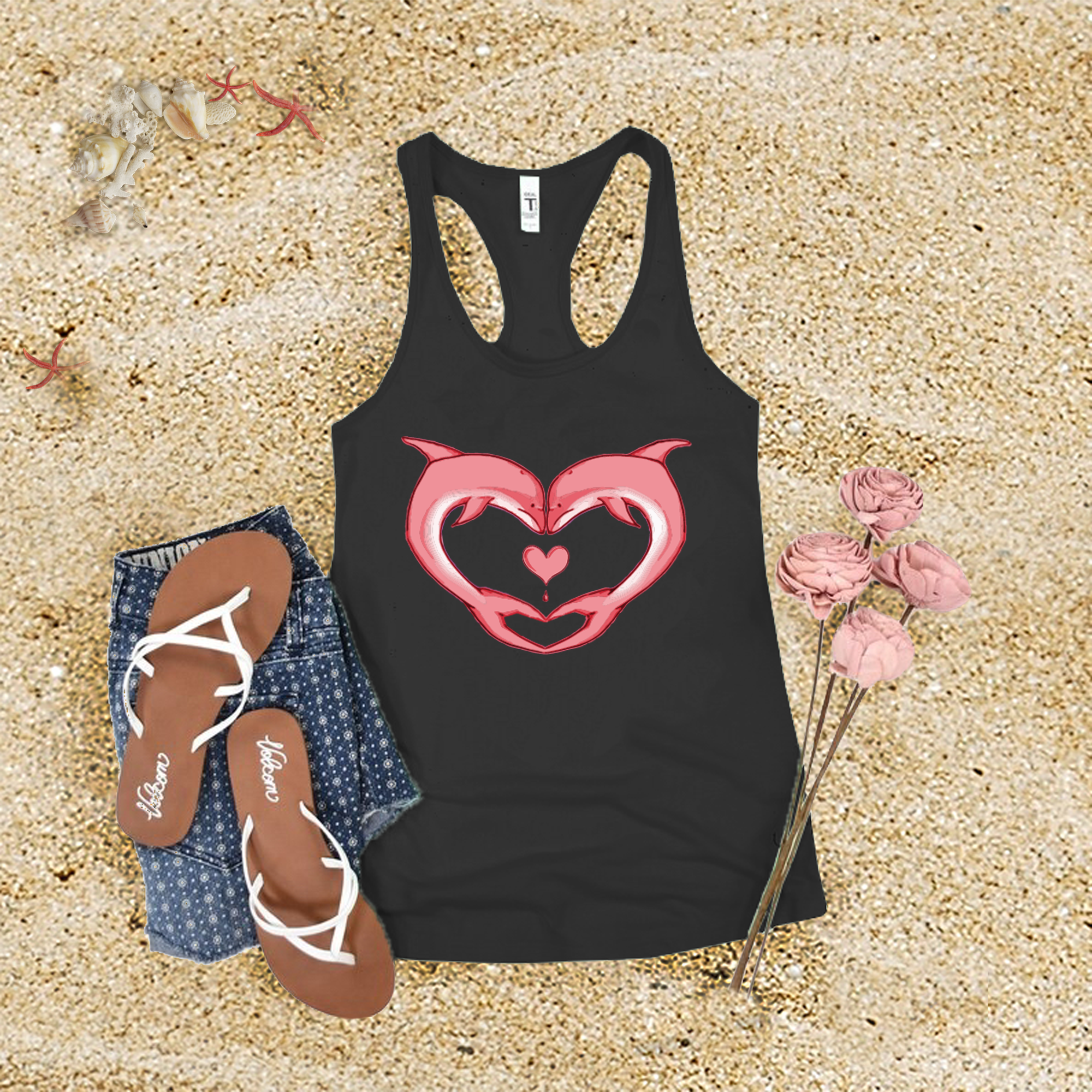 Pink Dolphin Heart Tank Top