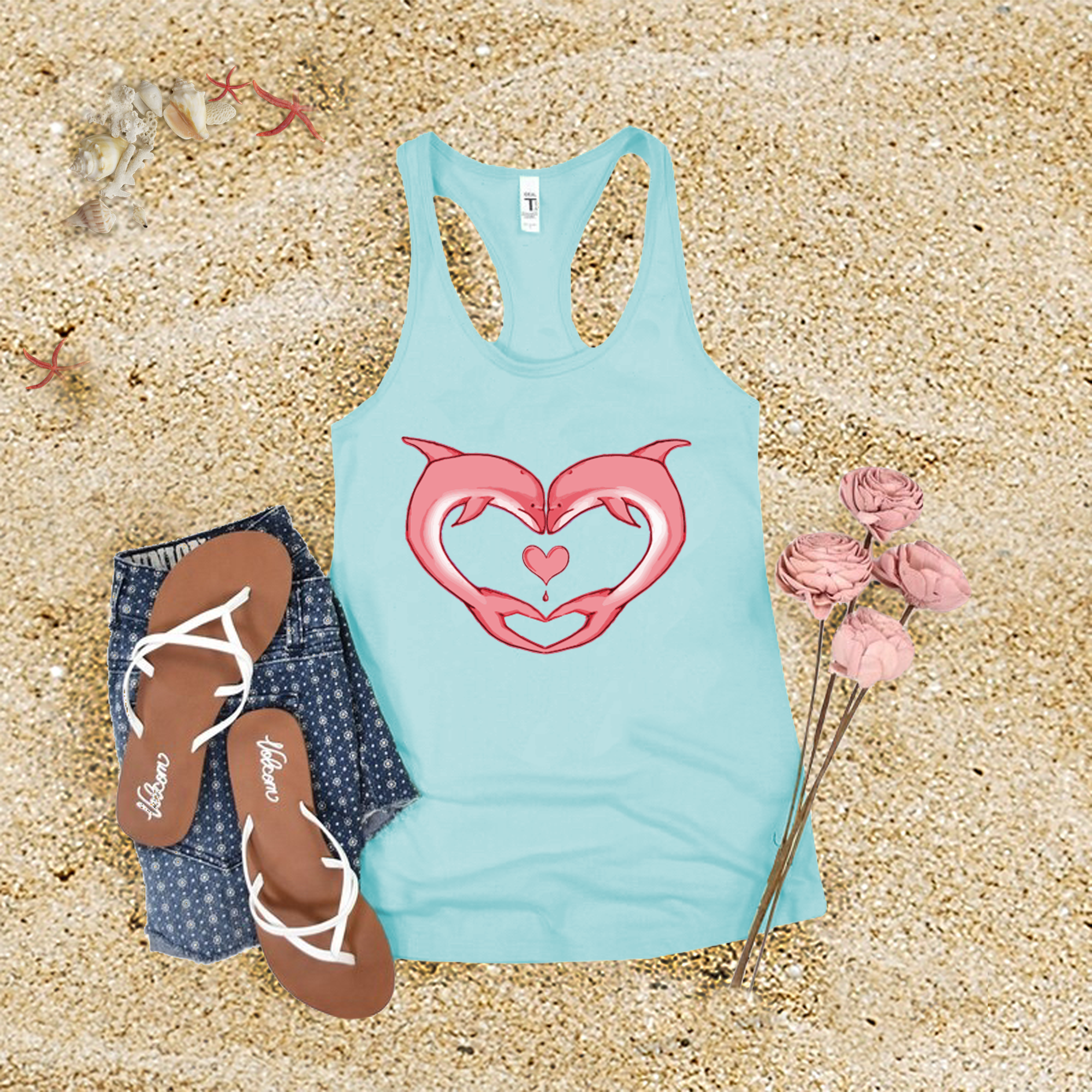 Pink Dolphin Heart Tank Top