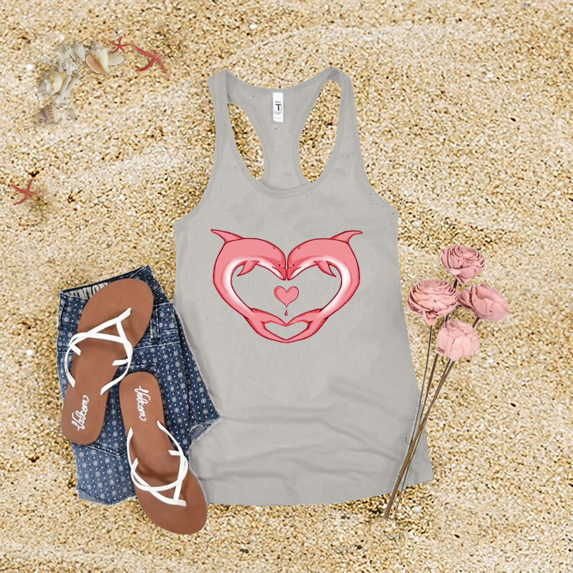 Pink Dolphin Heart Tank Top