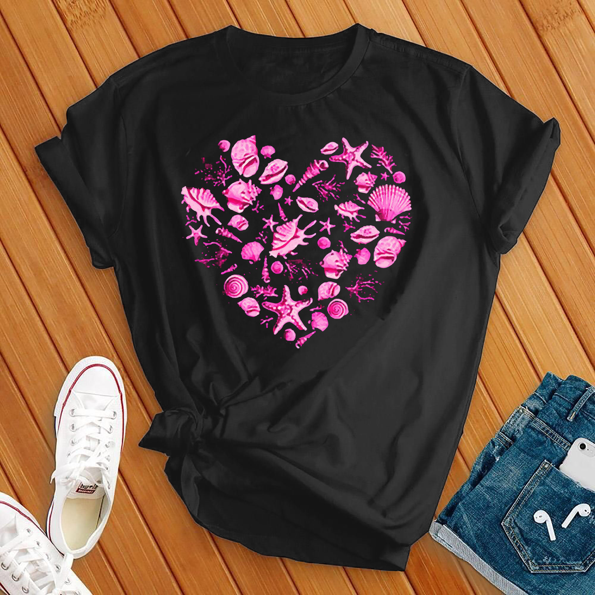 Neon Seashell Heart Tee