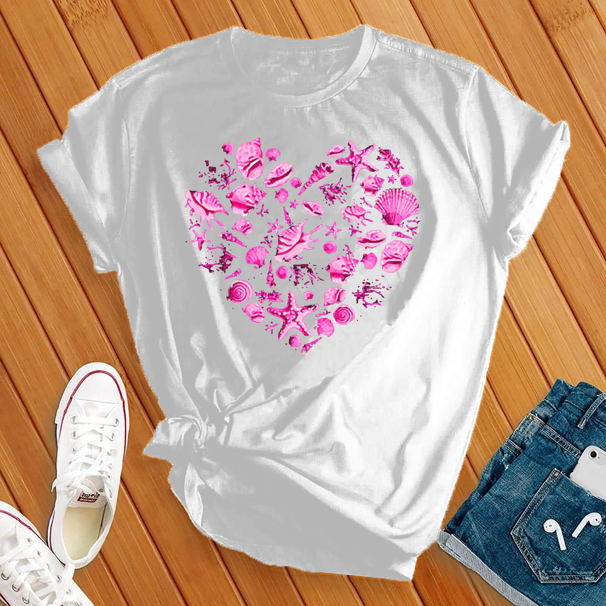 Neon Seashell Heart Tee