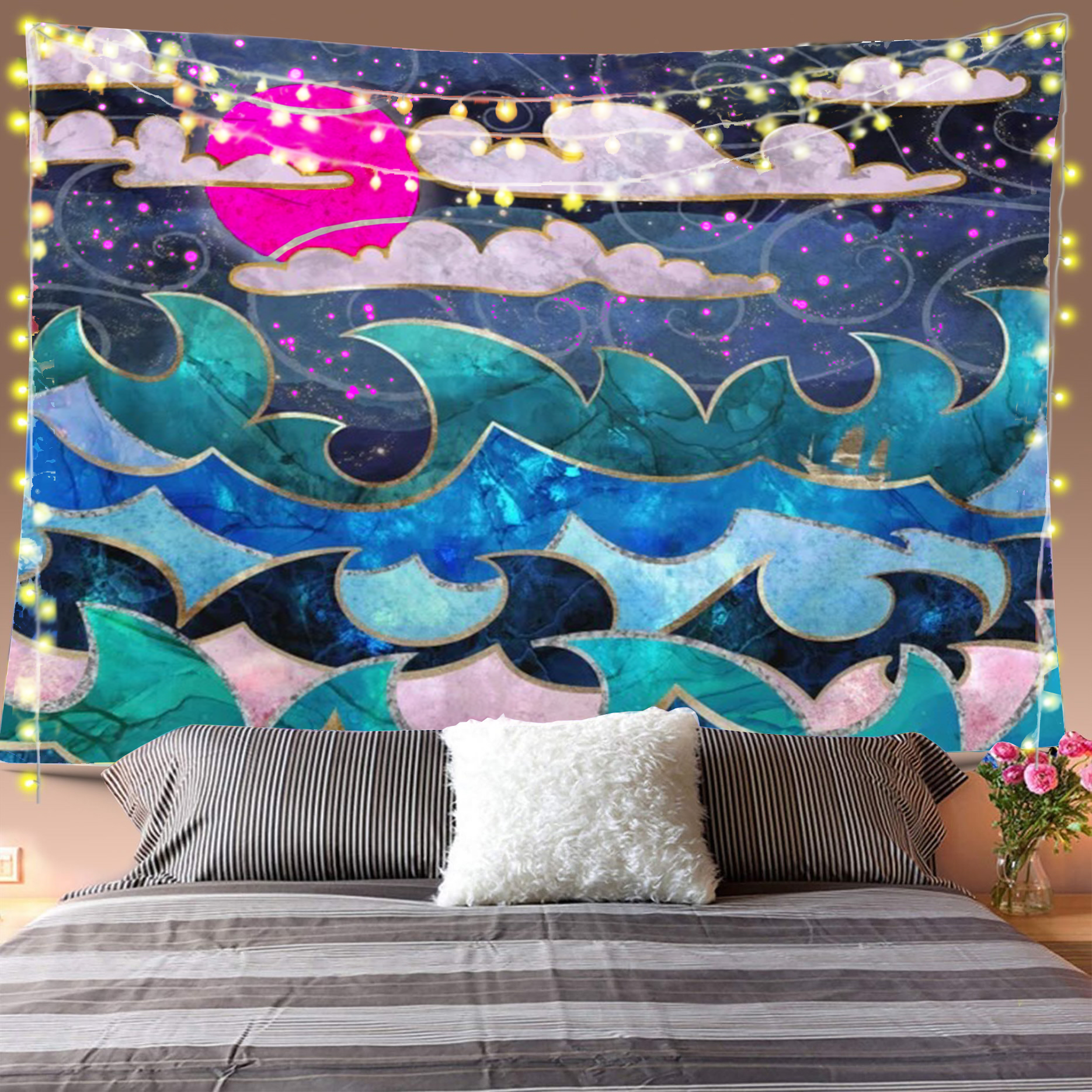 Psychedelic Waves Tapestry