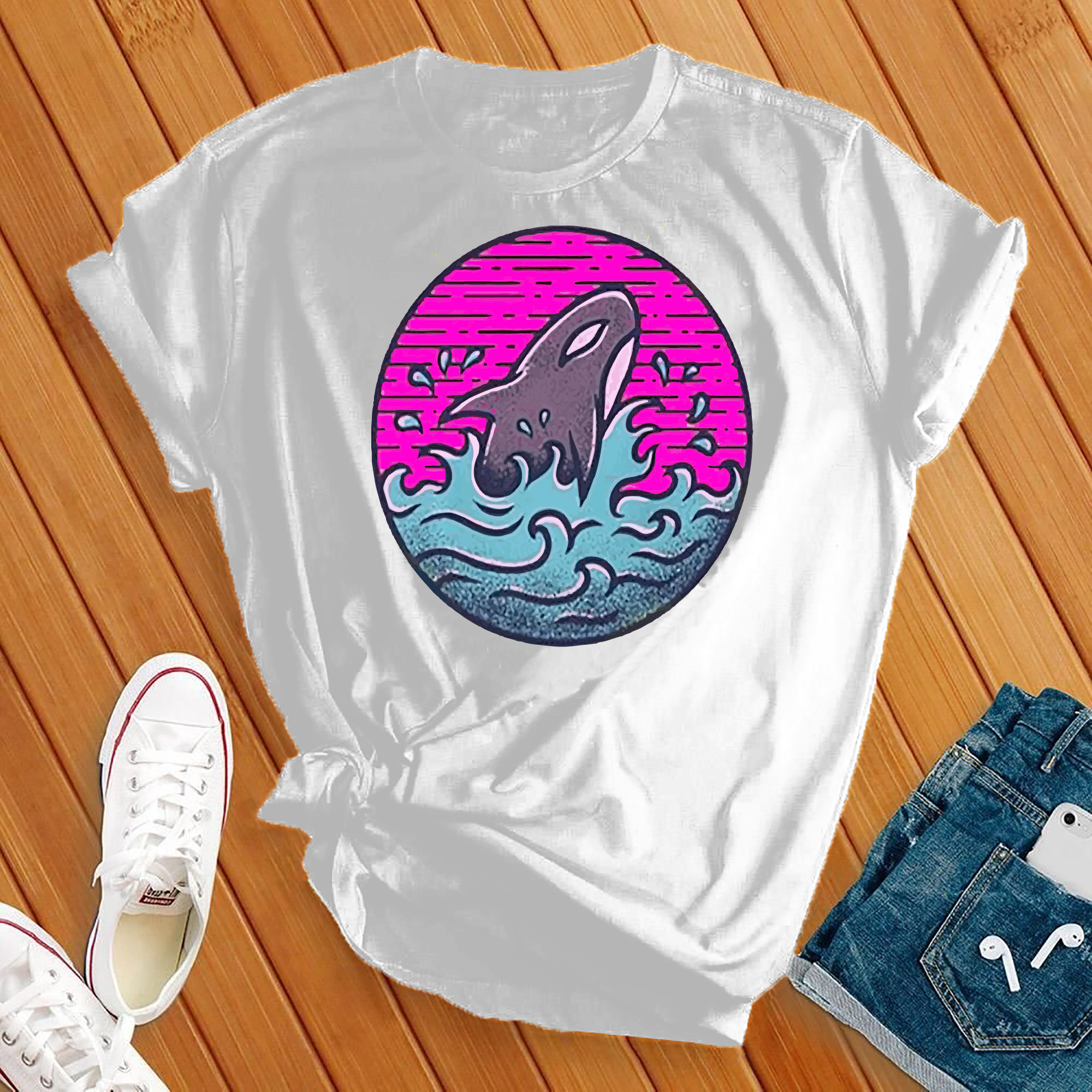 Neon Orca Wave Tee