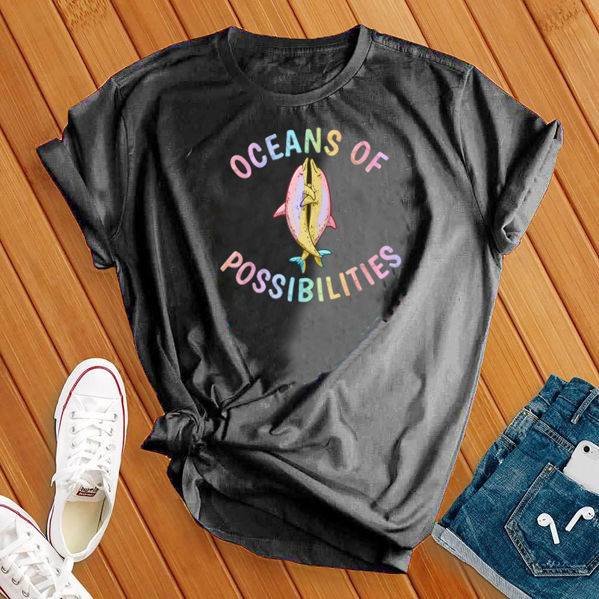 Ocean Of possibilities Dolphins Hugging Tee