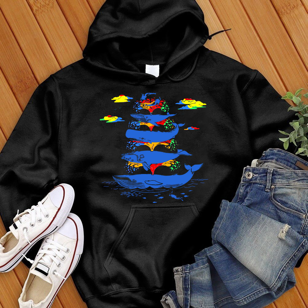 Rainbow Splash Whales Hoodie