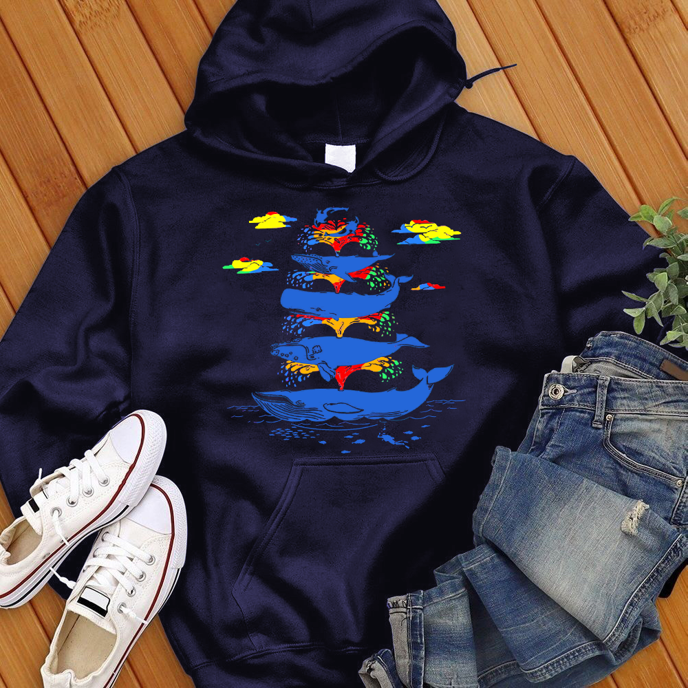 Rainbow Splash Whales Hoodie