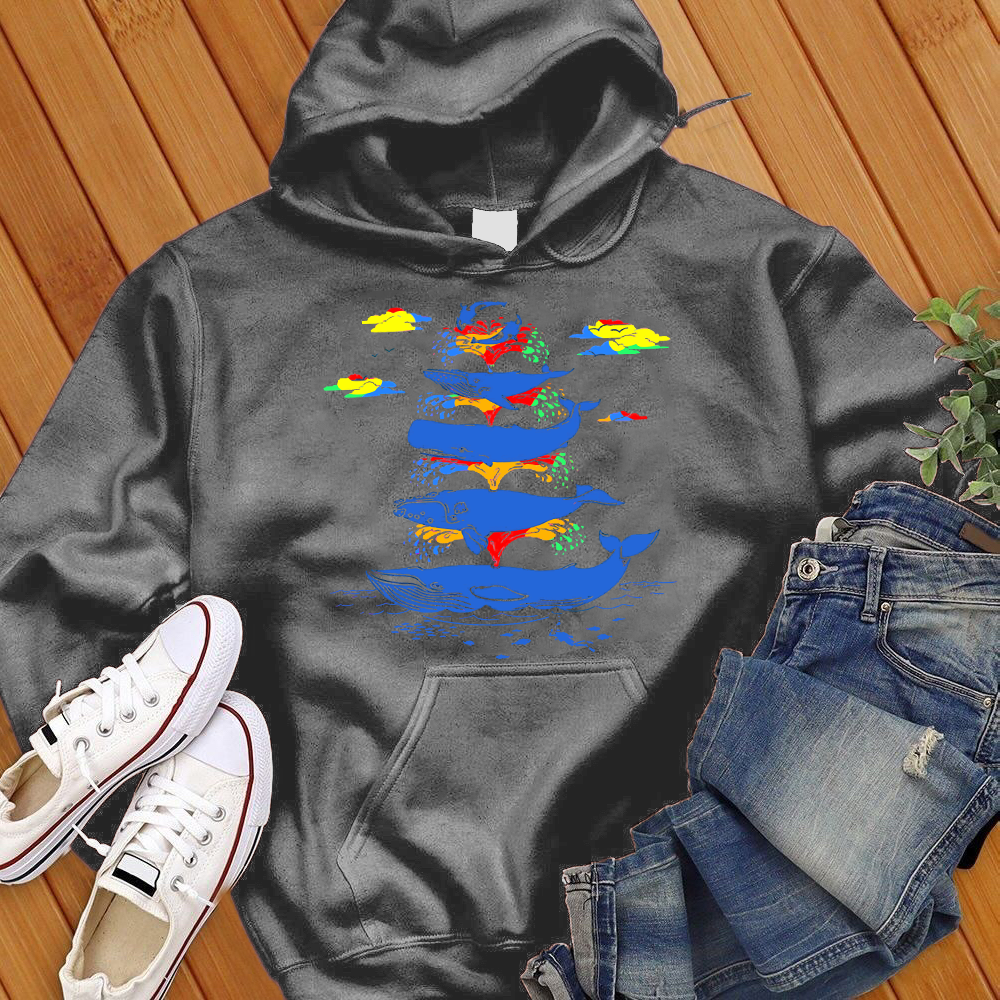 Rainbow Splash Whales Hoodie