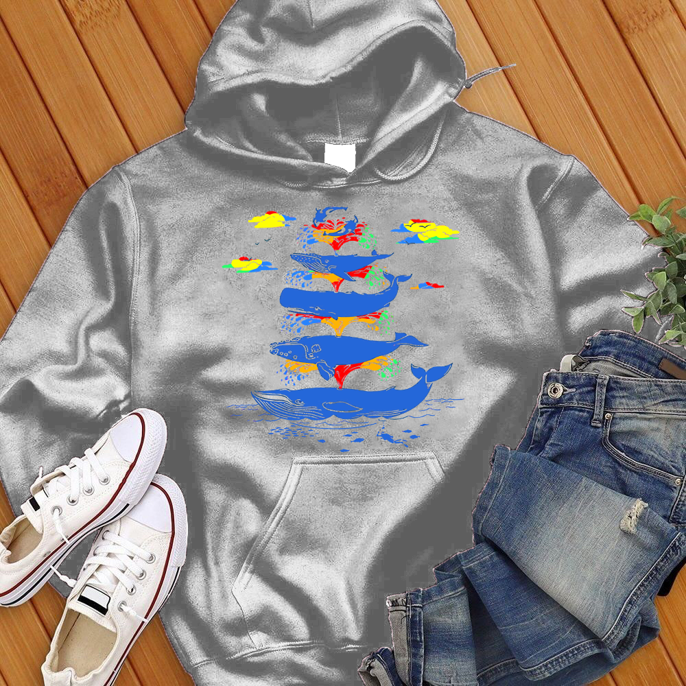 Rainbow Splash Whales Hoodie