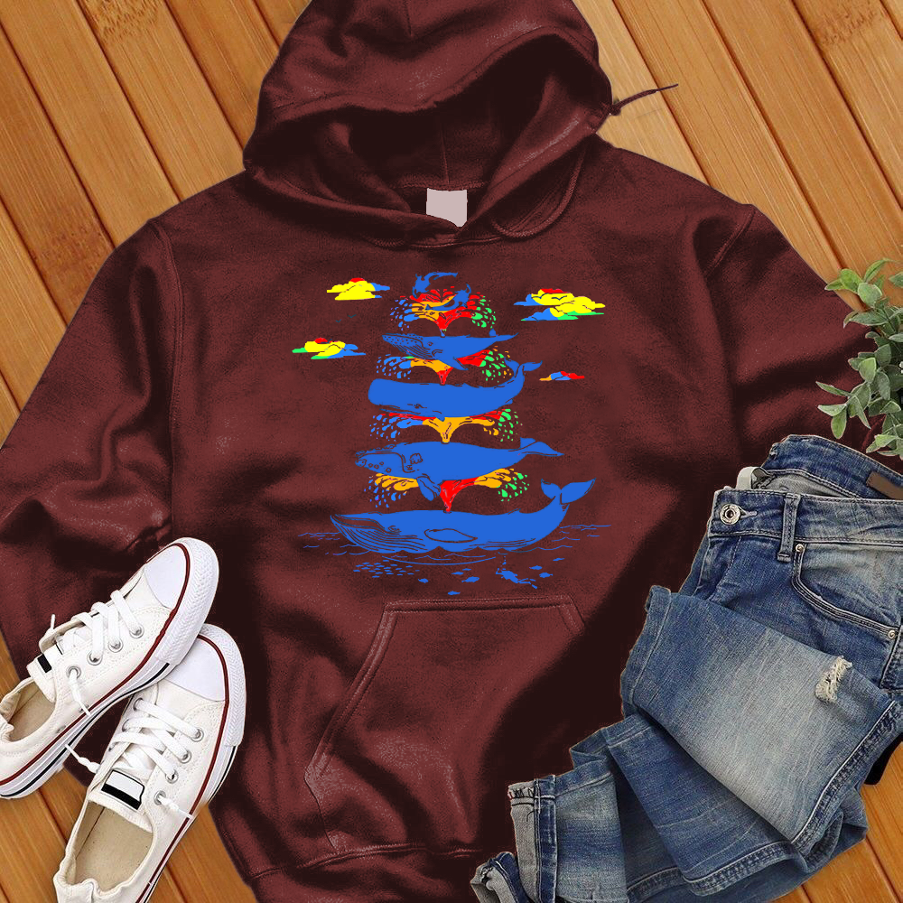 Rainbow Splash Whales Hoodie