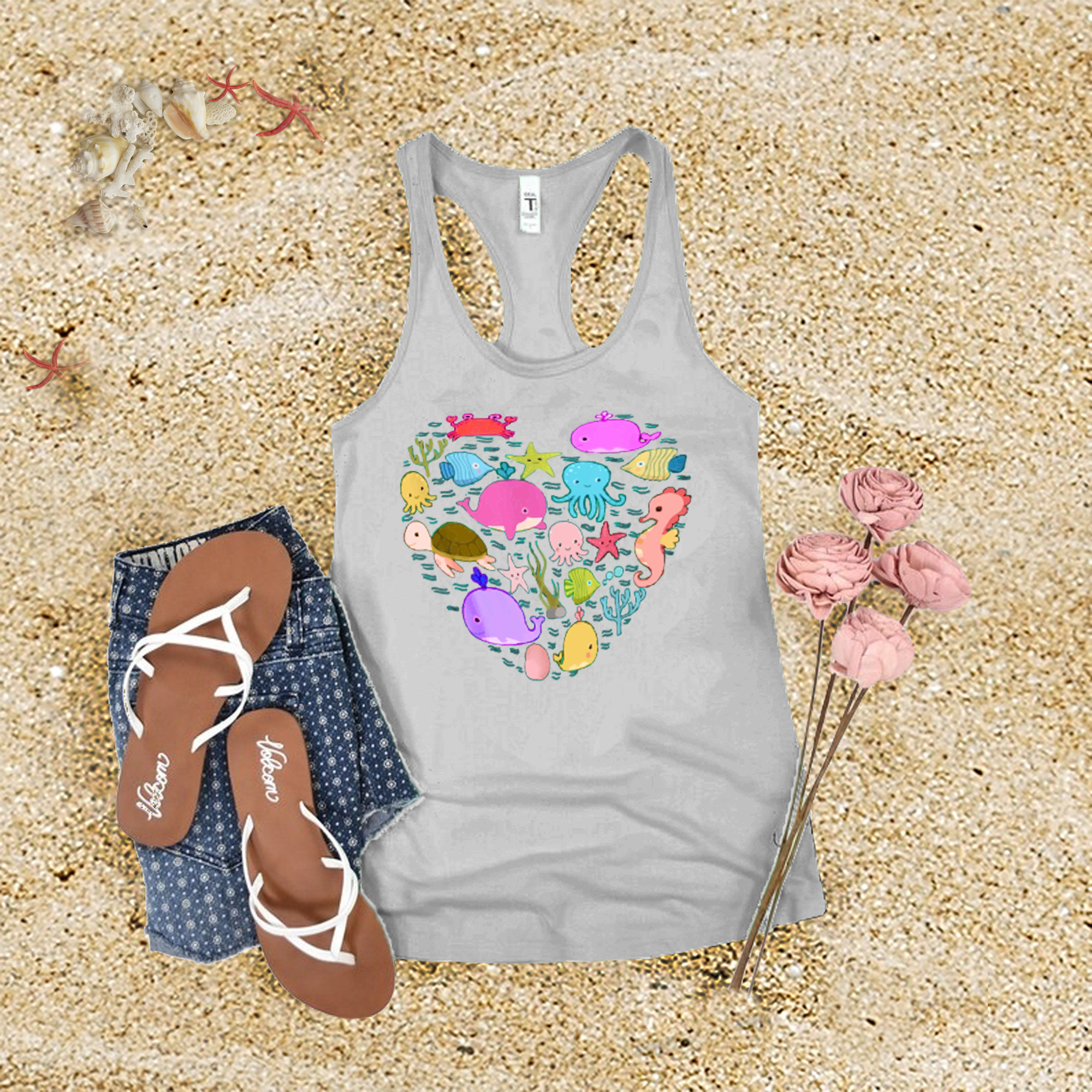 Sea Animal Heart Tank Top