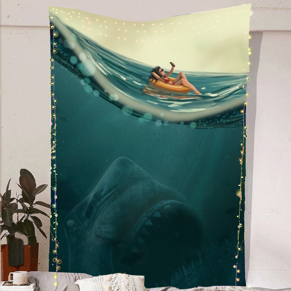 Hungry Megalodon Tapestry