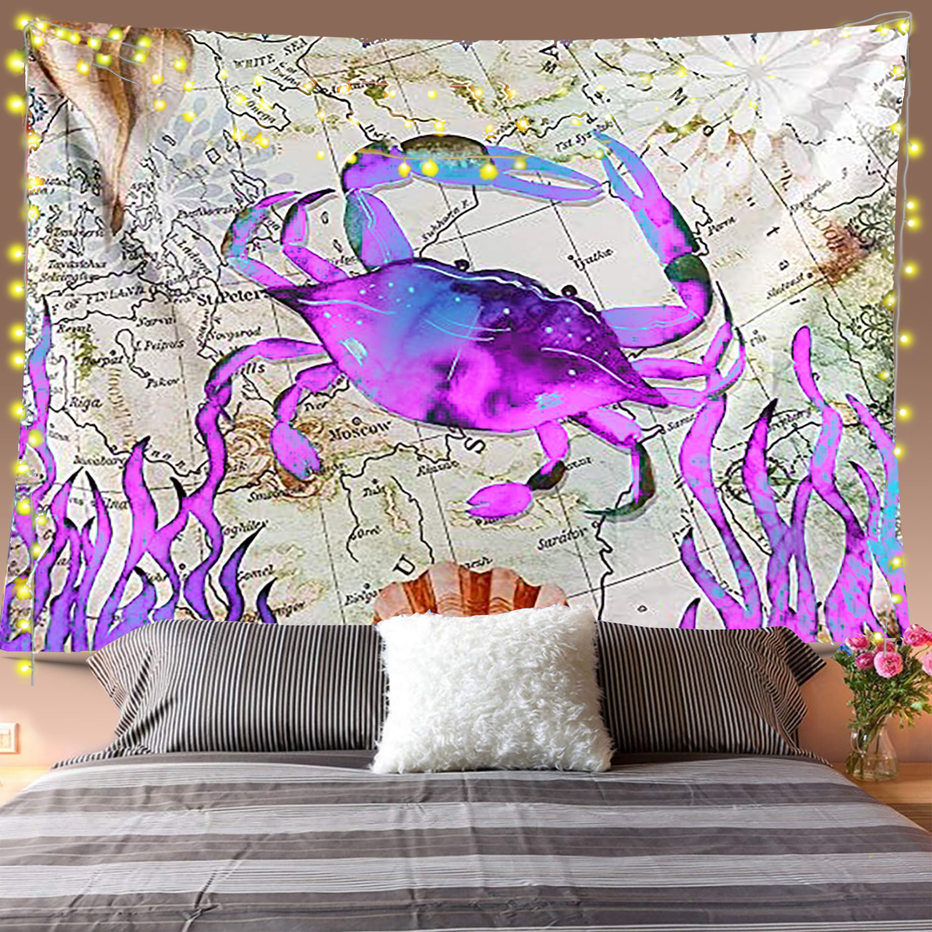 Crab Map Tapestry