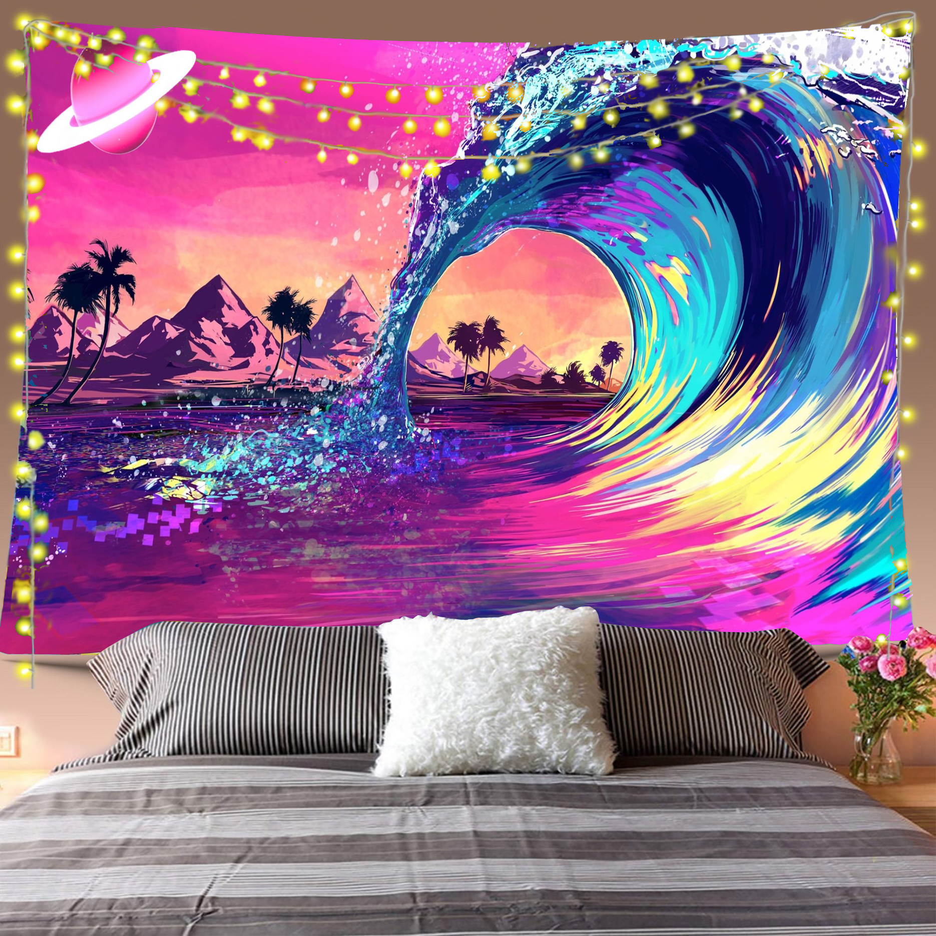 Psychedelic Retro Wave Tapestry