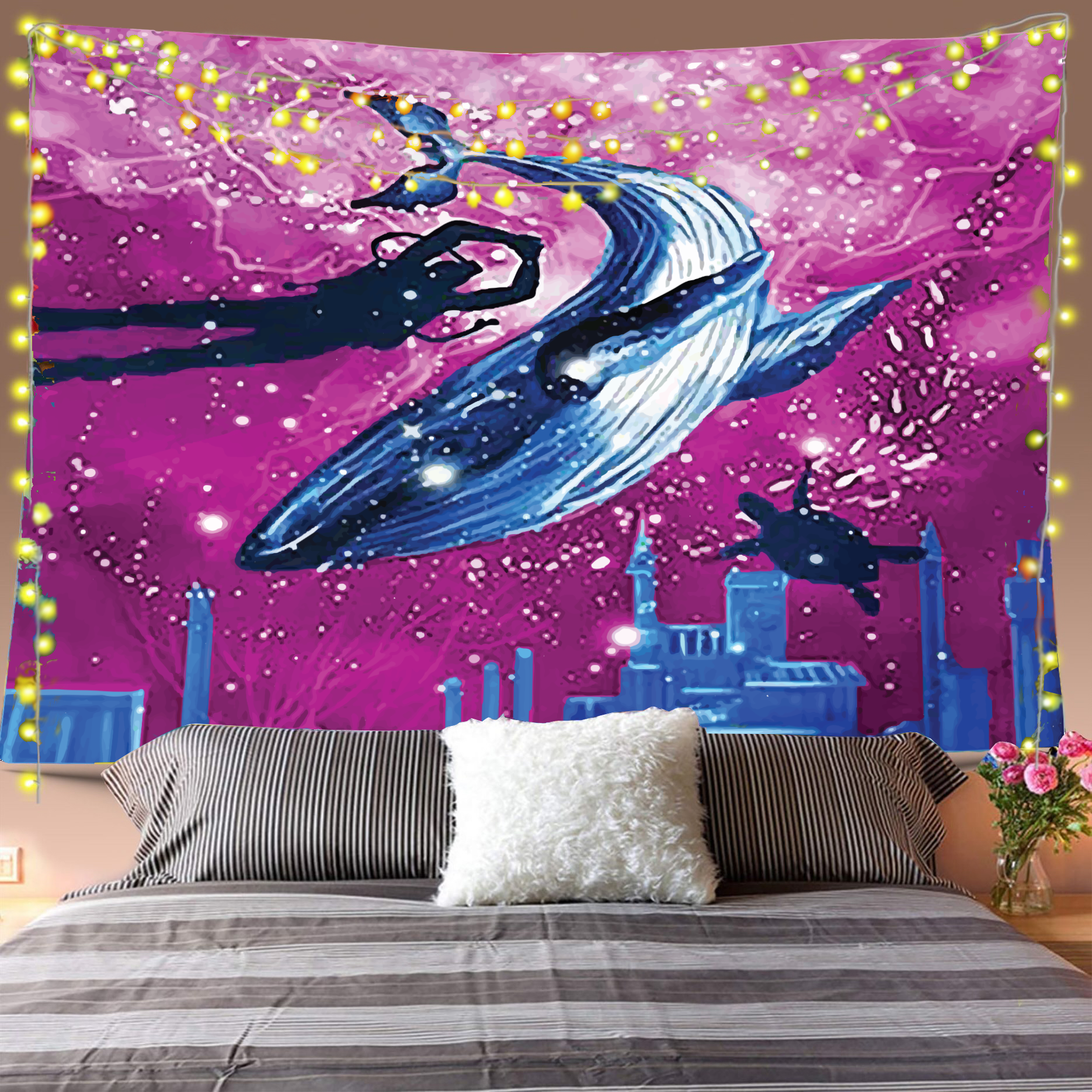 Psychedelic Whale Tapestry