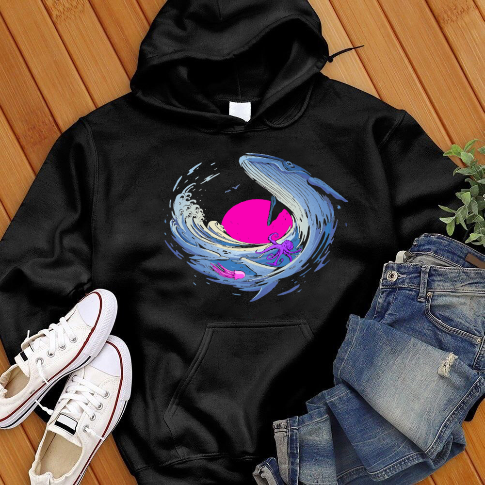 Psychedelic Whale Sunset Hoodie