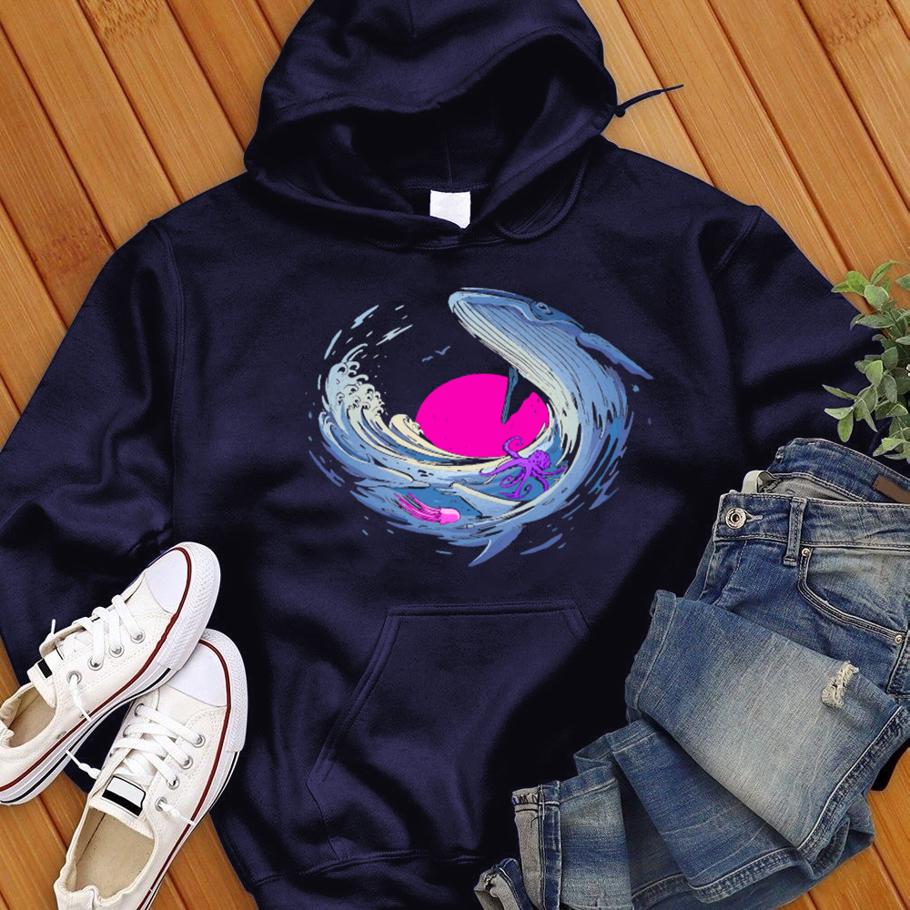 Psychedelic Whale Sunset Hoodie