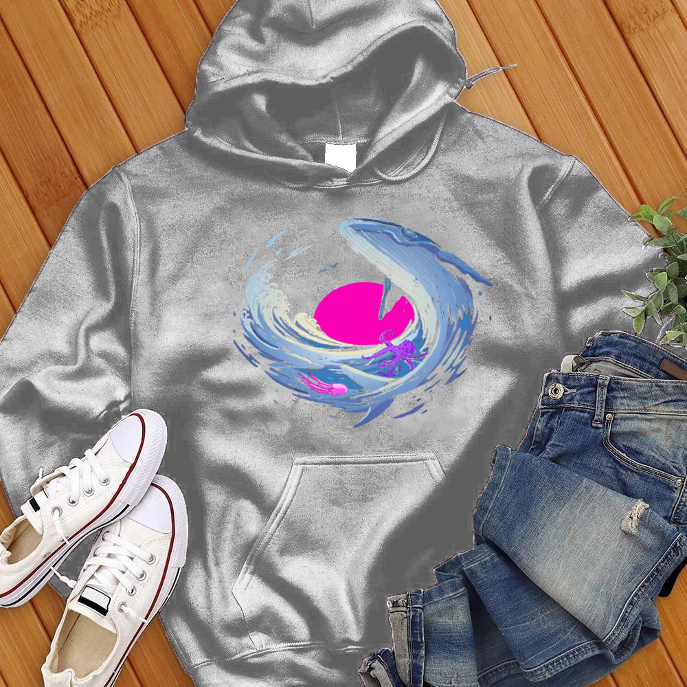 Psychedelic Whale Sunset Hoodie