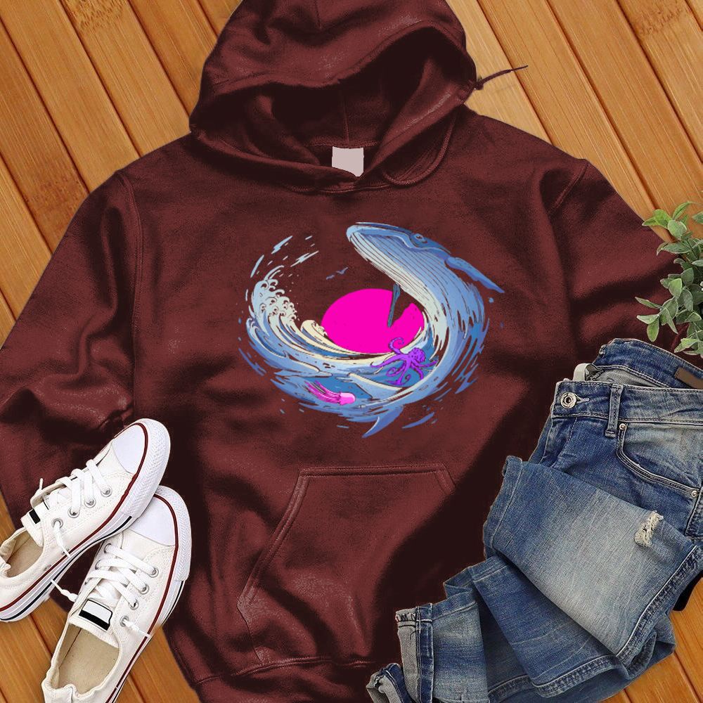 Psychedelic Whale Sunset Hoodie