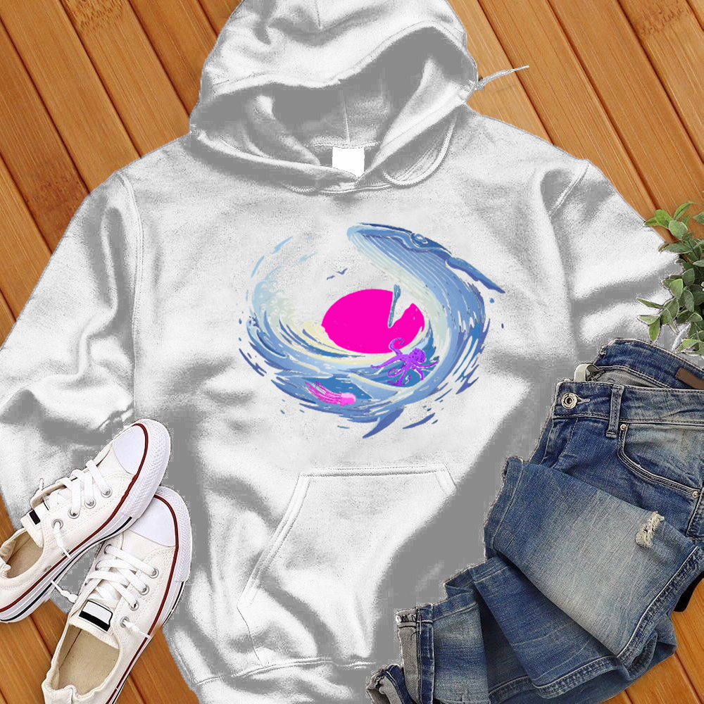 Psychedelic Whale Sunset Hoodie