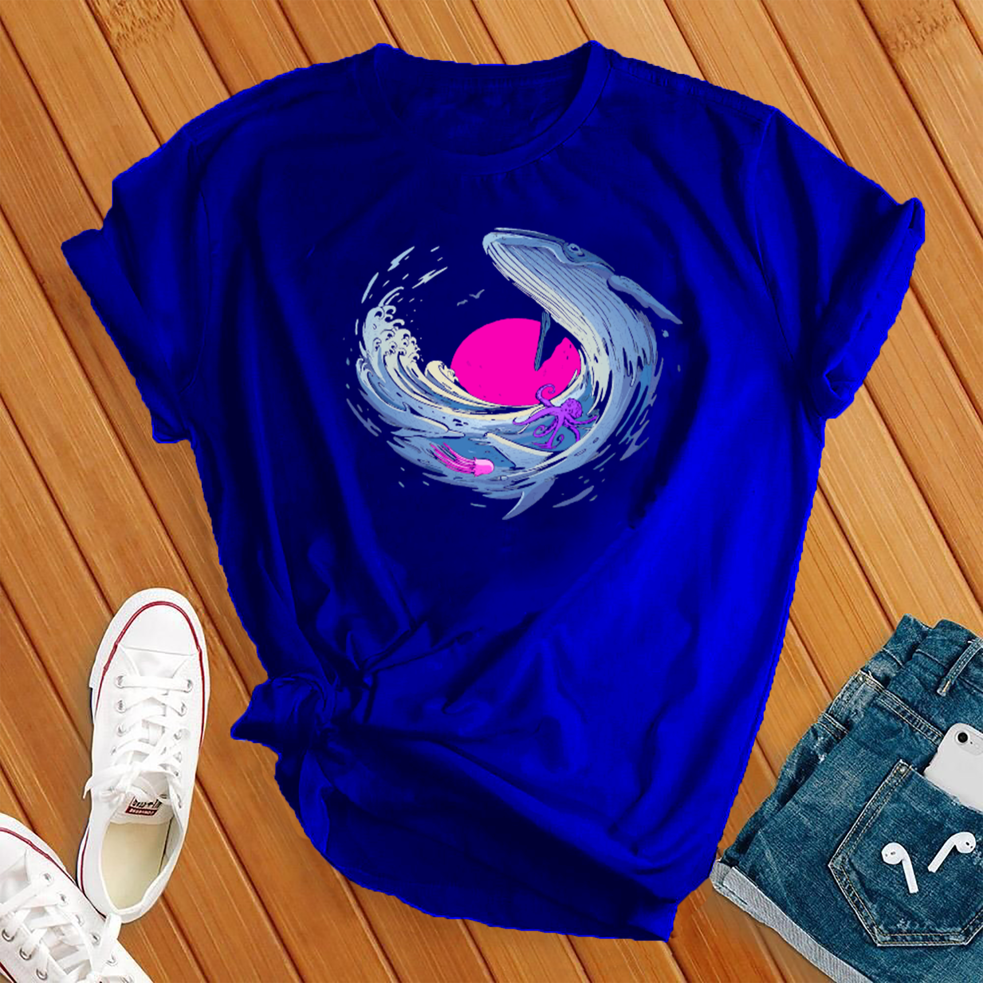 Psychedelic Whale Sunset Tee