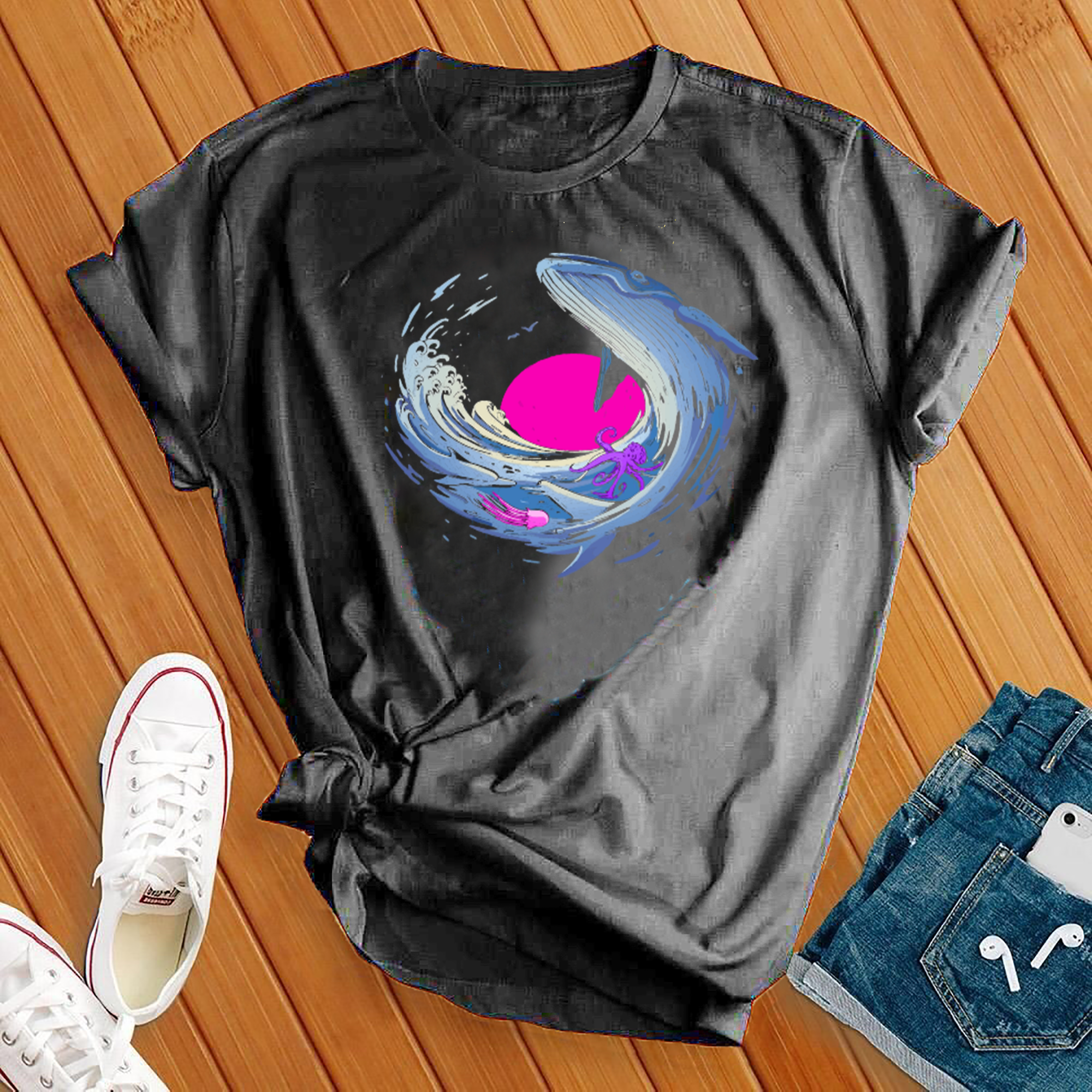 Psychedelic Whale Sunset Tee