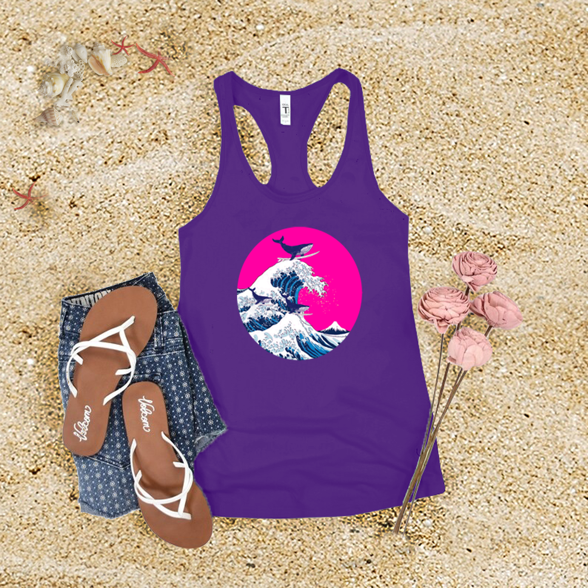 Whale Surfing Tank Top