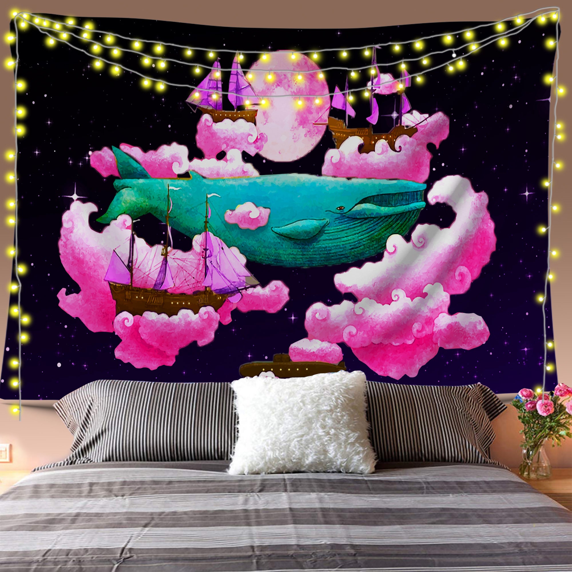 Psychedelic Space Whale Tapestry