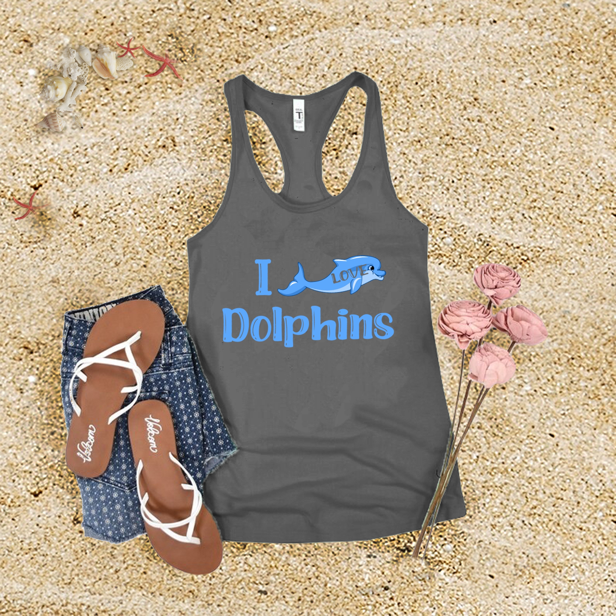 I Love Dolphins Tank Top