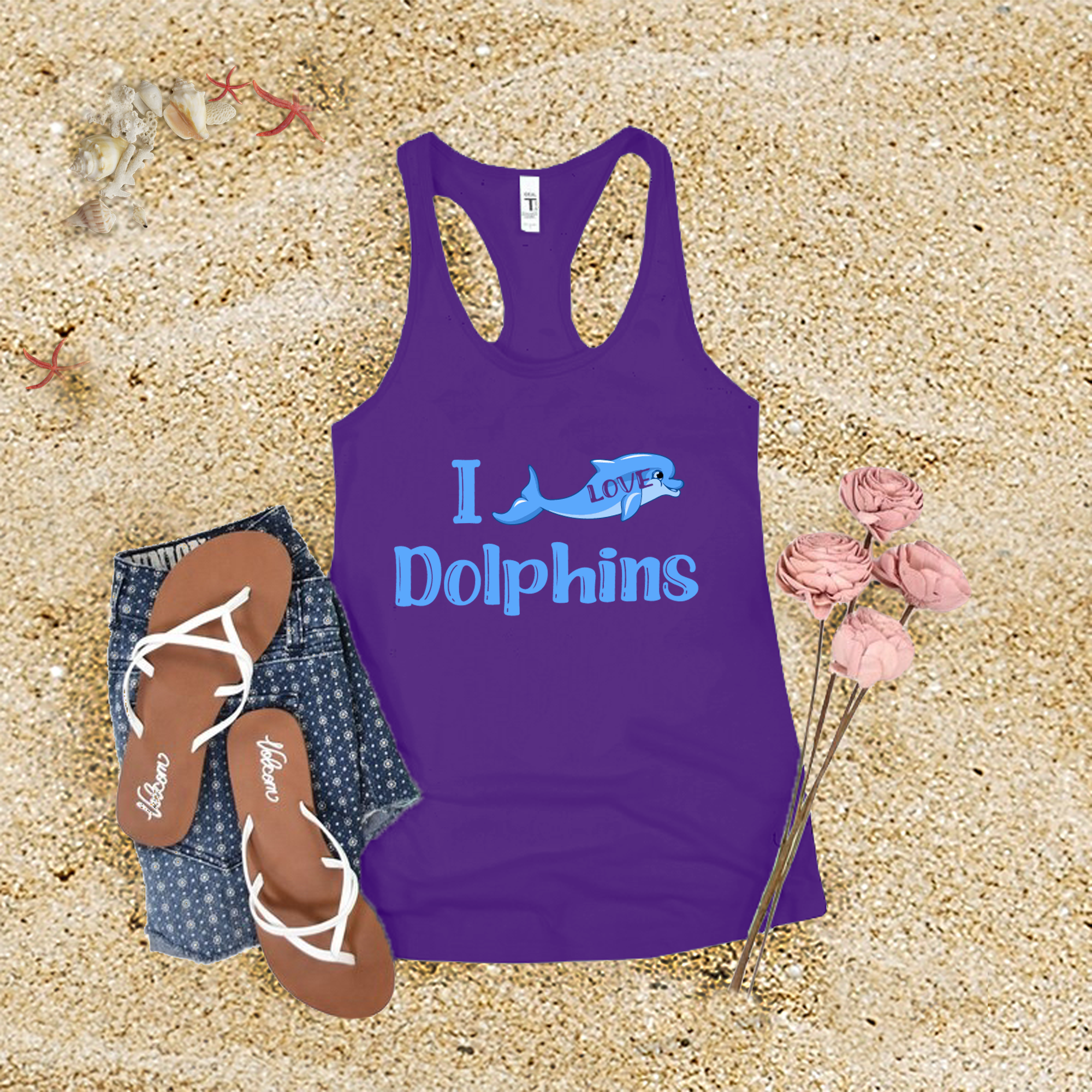 I Love Dolphins Tank Top