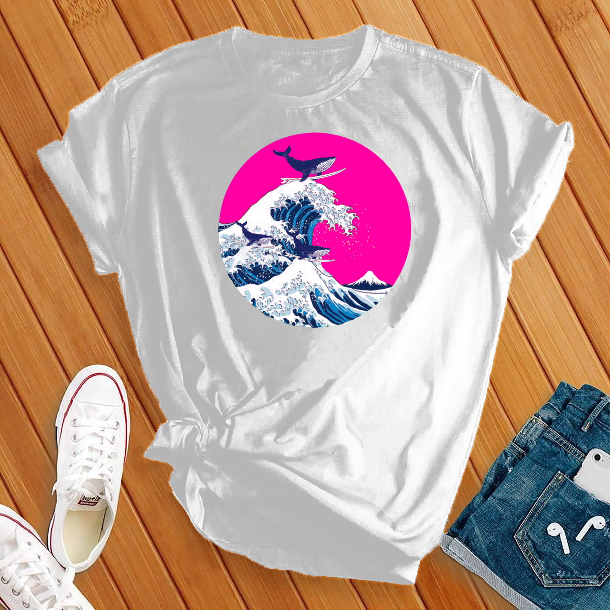 Whales Surfing Tee